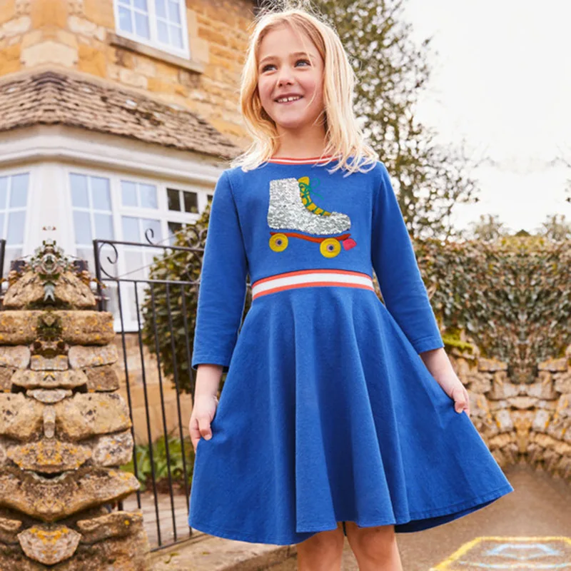 

Long Sleeve Knitted Girls Dress Boutique Children Clothing Sequined Unicorn Cartoon Dresses Girls Casual Dress Vestidos D1074