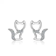 S925 стерлингового серебра прекрасная миловидная кошечка стильный циркониевый серьги-гвоздики пикантные серьги модные серьги для женщин ювелирные изделия