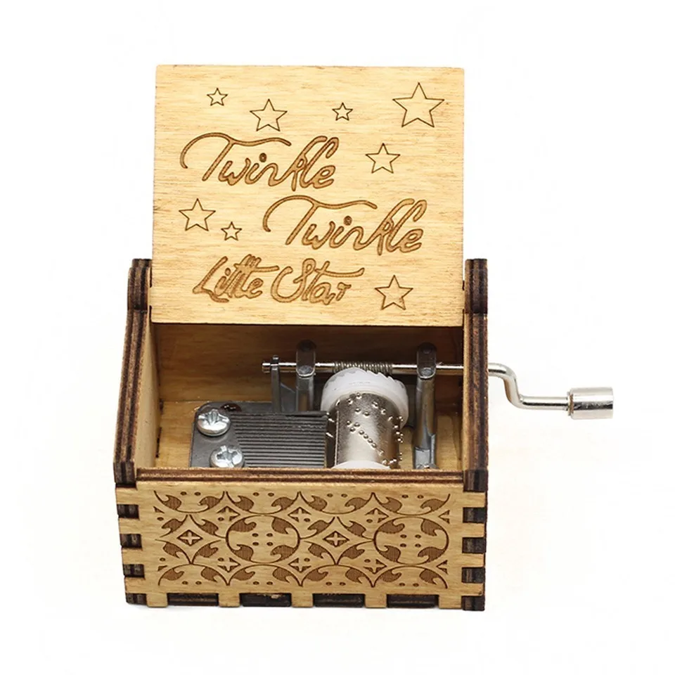 

Merry Christmas Twinkle Twinkle Star Music Box Game Of Thrones Antique Carved Wooden Hand Crank Star Wars Birthday Gift Party