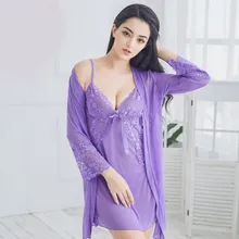 Комплект из 3 предметов, женский кружевной халат с глубоким v-образным вырезом, комплект ультра-тонких сетчатых коротких халатов, весенний женский прозрачный сексуальный комплект одежды для сна