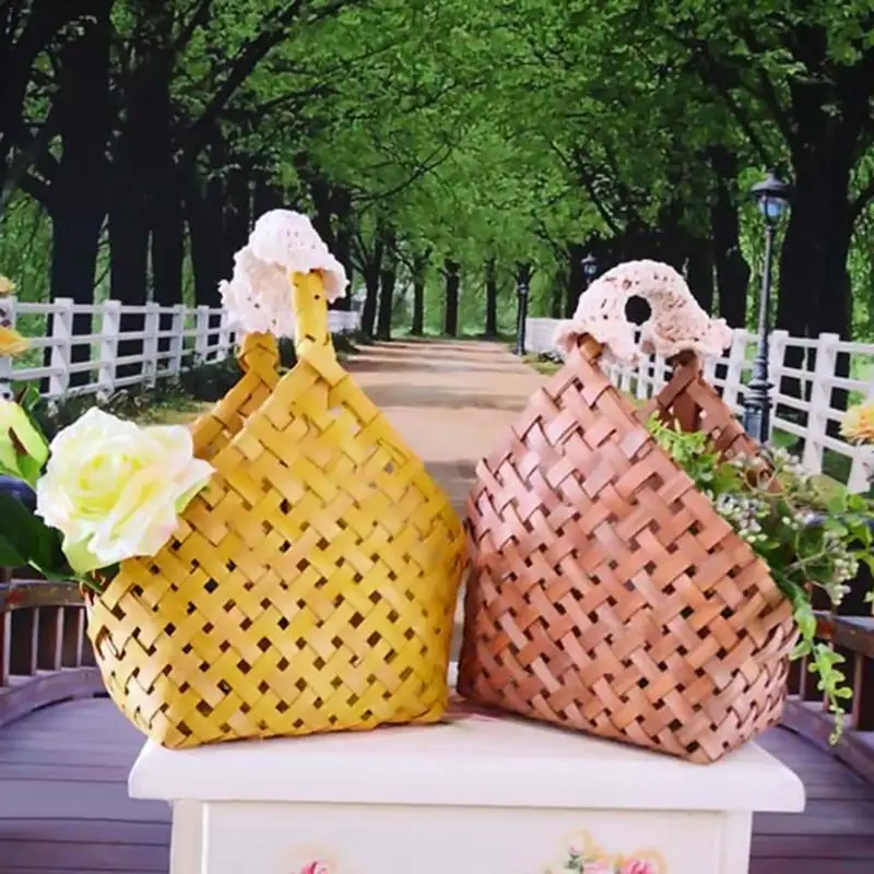 

1PCS European Hand Woven Baskets Sundries Toys Storage Rattan Basket Container Storage Holder Straw Barrels Flower Pot Decoratio