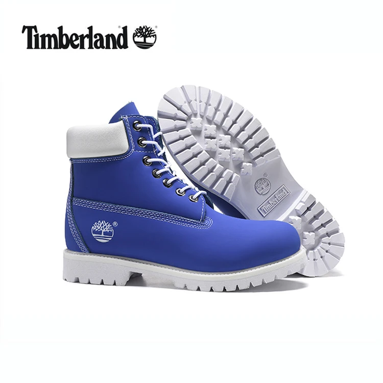 TIMBERLAND/мужские мотоциклетные ботинки Martin; коллекция 10061 года; Цвет Небесно-голубой, белый; армейские ботинки; Мужская Уличная кожаная повседневная обувь; размеры 40-45