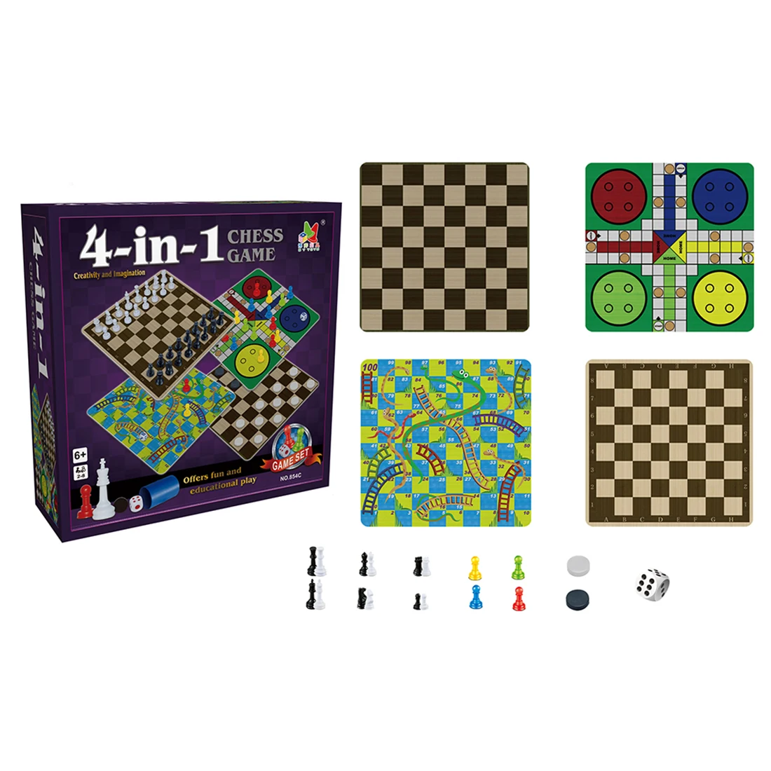 4-в-1 Детские шашки игра, настольная игра набор игрушек для детей обучающие и развивающие-NO.854C
