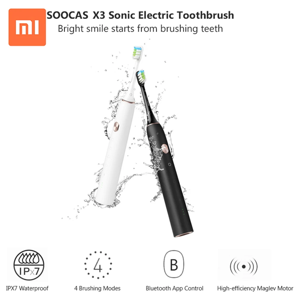 

Xiaomi SOOCAS X3 Sonic Electric Toothbrush Bluetooth Connectivity Linkage Wireless Charging Rechargeable IPX7 Waterproof Rating