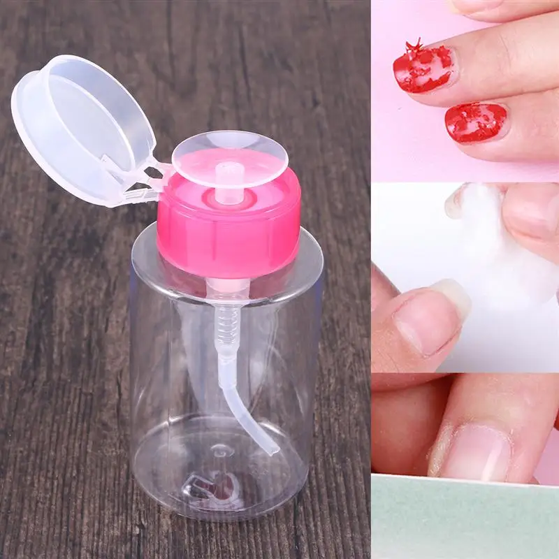 4pcs 160ml Push Down Dispenser Nail Polish Remover Pump Empty Bottle