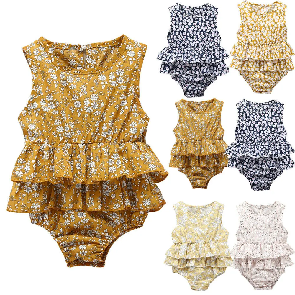 

Cute Newborn Baby Girl Sleeveless Tutu Skirted Floral Romper Jumpsuit One Pieces Outfits Summer Clothes 0-24M