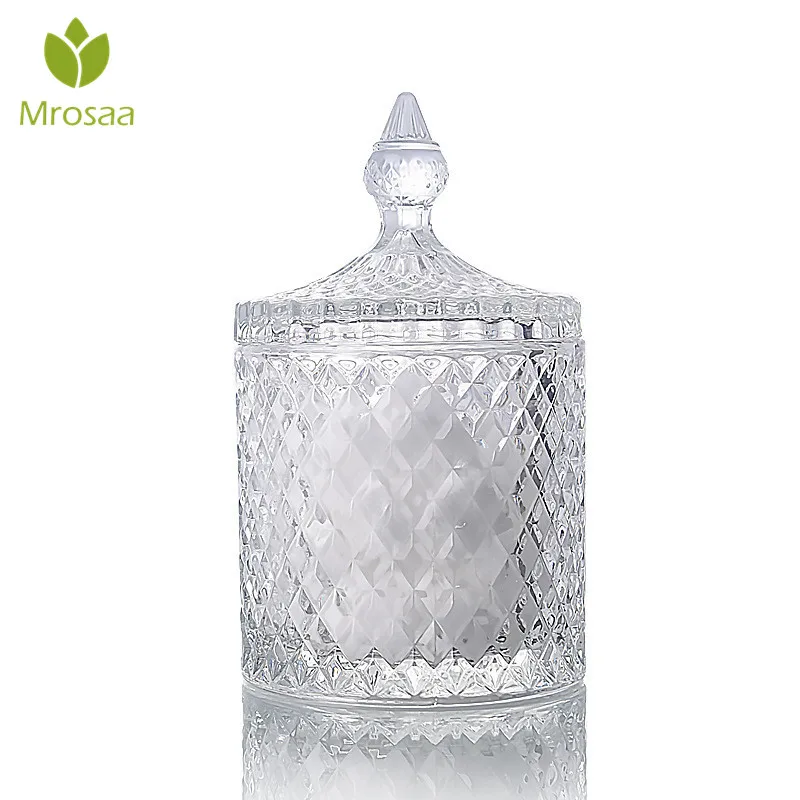Glass Multifunctional Round Qtip Container Cosmetic Makeup Cotton Pad Organizer Jewelry Storage Box Holder and Candy Jars