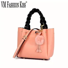 VM Мода поцелуй женская розовая сумка через плечо из натуральной кожи Сращивание мода Фламинго Hairball сумка роскошная дизайнерская Bolsa Feminina