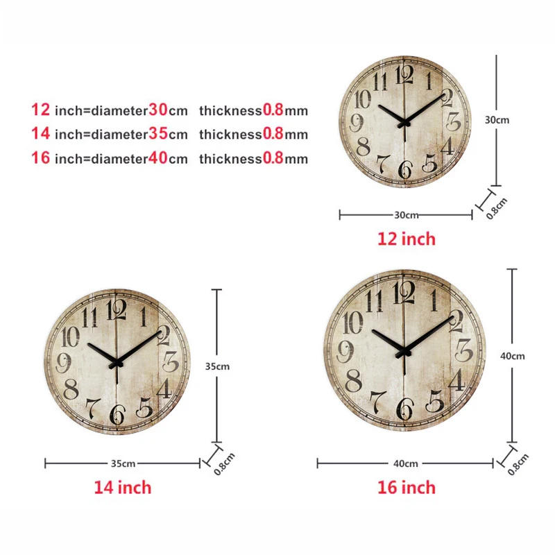 Антикварные короткие большие настенные часы винтажный бесшумный дизайн прочные кухонные Офисные Часы для гостиной декоративные часы для домашнего декора настенные часы