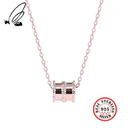 S925 ожерелье из чистого серебра женский элегантный дизайн розовое золото Цвет цепи краткое противоаллергическое Для женщин ювелирные