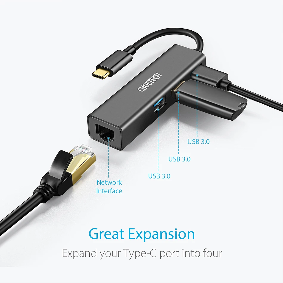 Кабель-Переходник Usb C на Gigabit Ethernet адаптер Rj45 Порты и разъёмы и 3-Порты и разъёмы Usb 3,0 Порты и разъёмы для // Macbook/Surface Book 2