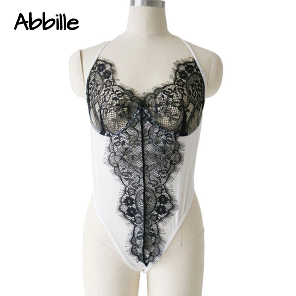 Women Sexy Lace Open Bra Erotic Transparent Lingerie Costumes Patchwork Halter Underwear Babydoll Sexy Lingerie Hot sexy costume