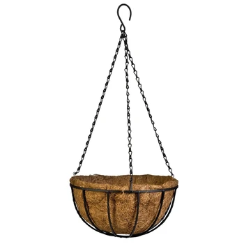 

Black Growers Hanging Basket Planter with Chain Flower Plant Pot Home Garden Balcony Decoration-8inch