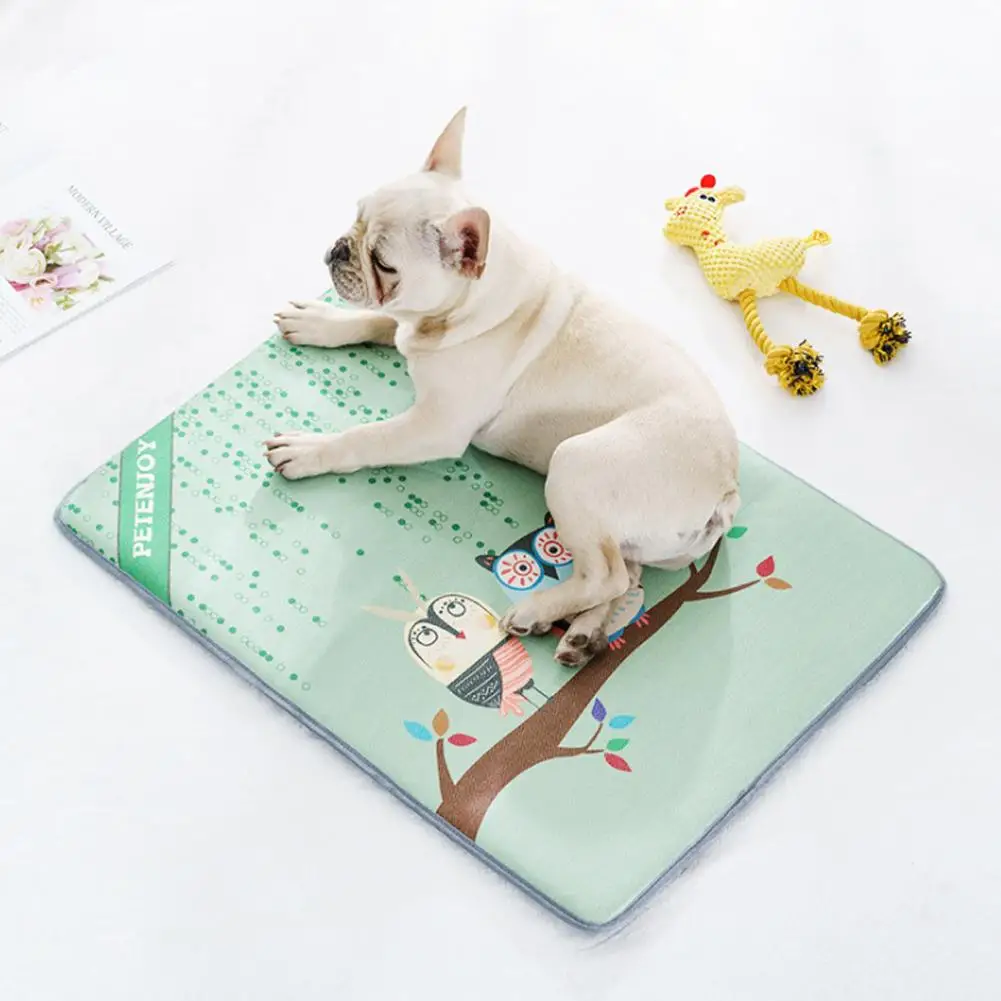 

Pet Summer Cooling Mat Viscose Cushion Sleeping Mat Non-slip Printed Skin-friendly Nest Pad Bed for Small Medium Large Dog Cat