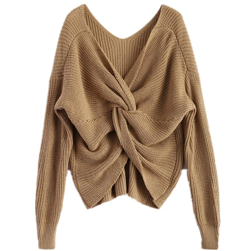 New 2019 V-neck Cross Knitting Winter Sweater Women Fashion Down Sleeve Pullover Female Autumn Casual Jumper Mujer Knit | Женская одежда