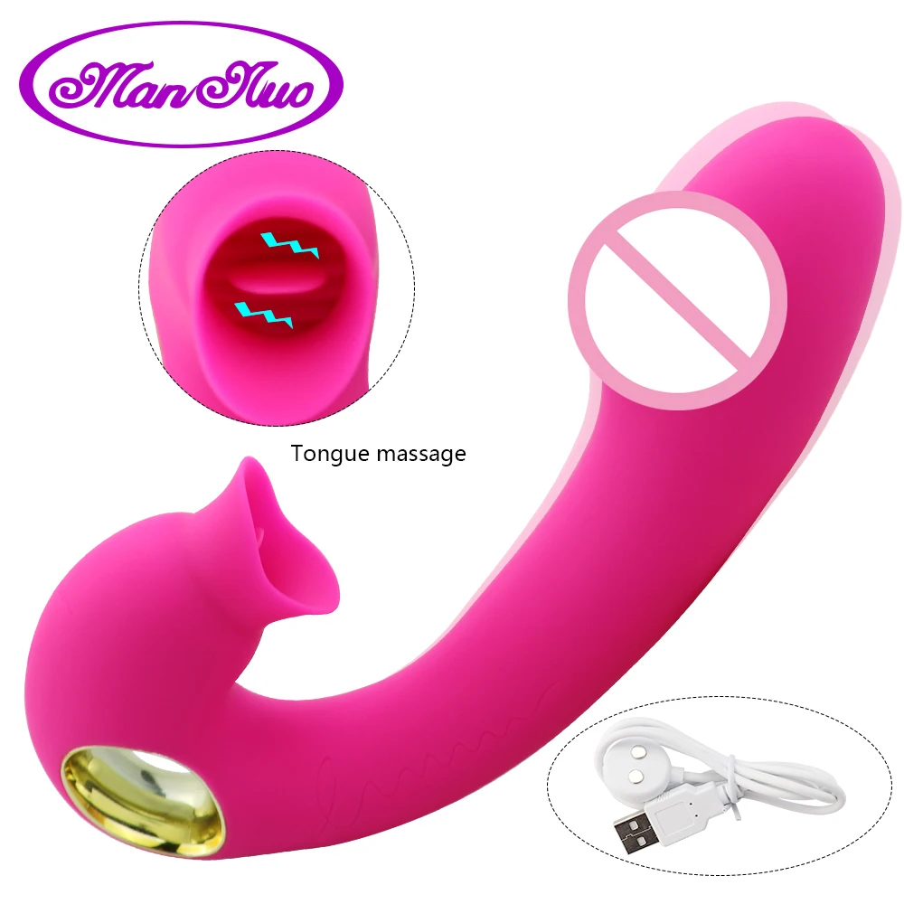 Фаллоимитатор вибратор в форме языка G Spot Clitoris lizing массажер 10 скоростей секс