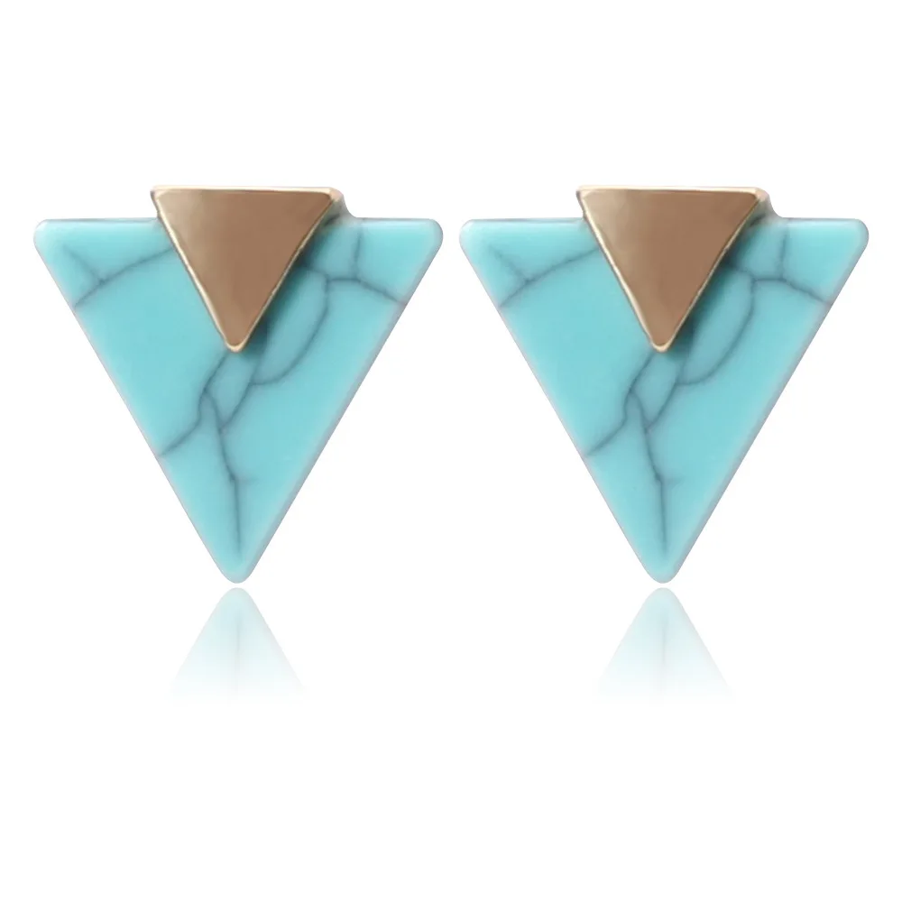 

10 Pairs Fashion Marble Pattern Triangle Earrings New Hot Simple Elegant Geometric Triangle Alloy Woman Earrings Exquisite