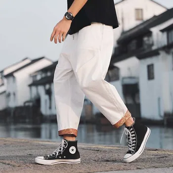 

Summer New Joggers Pants Men Fashion Wash Solid Color Straight Casual Pants Man Streetwear Trend Wild Hip Hop Loose Pants M-3XL