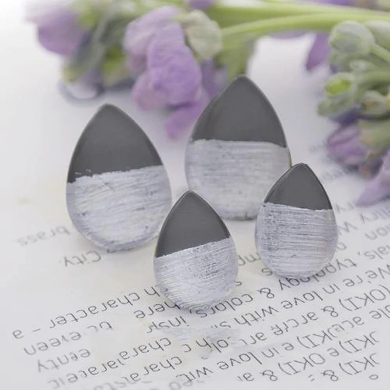 

Handmade Jewelry Supplies Beads Dark Grey Silver Foil Photo Teardrop Glass Cabochon For DIY Earring Necklace Ring TFG13-S 4