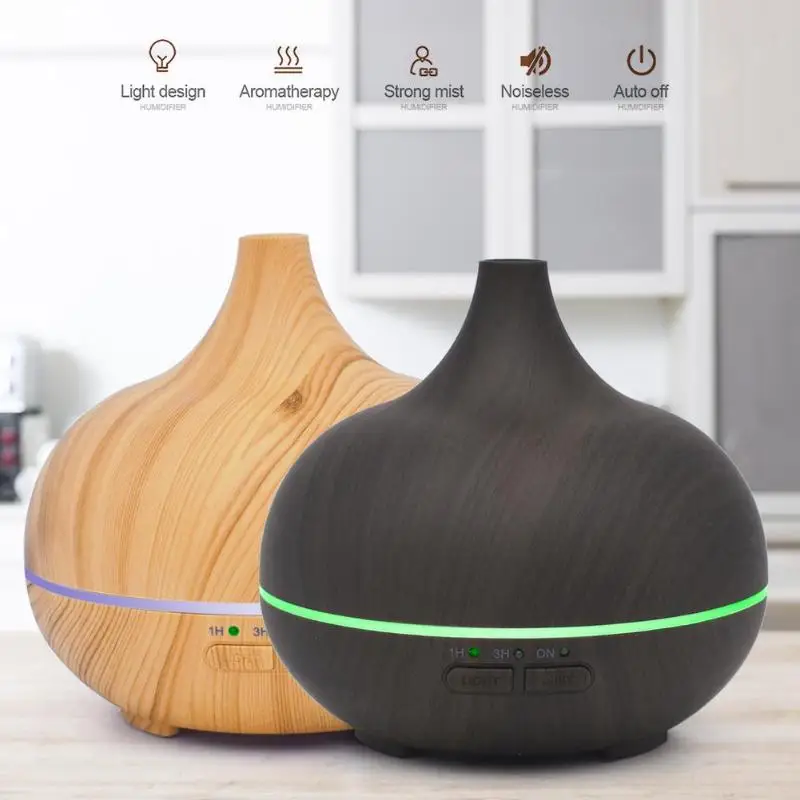 

150ml Wood Grain Air Humidifier Timing Ultrasonic Humidifier Essential Oil Aroma Diffuser Mist Maker Fogger for Home Office