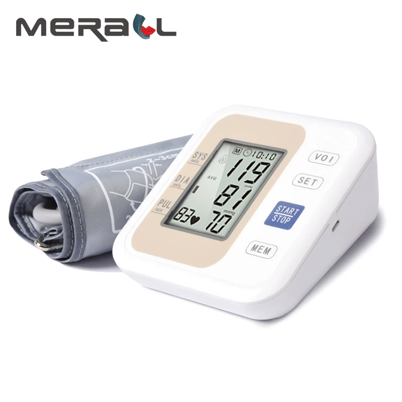 

Measuring Pressure Heart Rate Meter LCD Display Health Care Digital Upper Arm Blood Pressure Monitor Portable Cuff Tonometer For