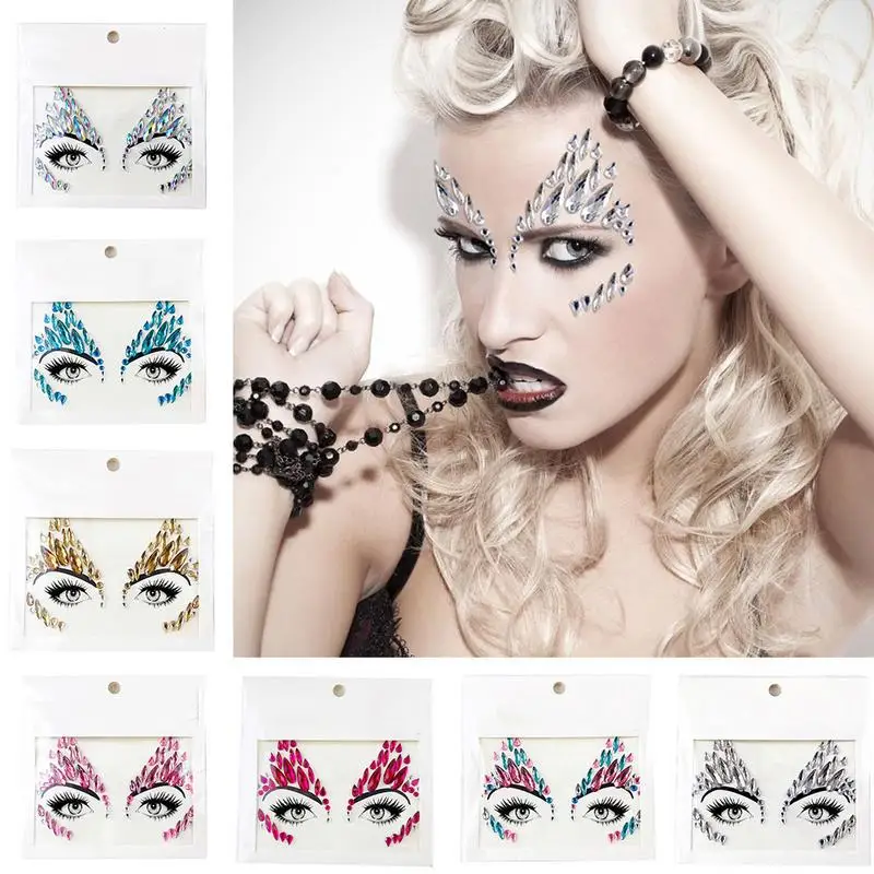 

7 Styles Adhesive Sticky Gems Sticker Makeup Face Boob Jewel Crystal Festival Gems Party Makeup Stickers For Body Art 40