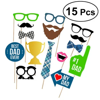 

15pcs/set Novelty Fathers Day Best Dad Ever Party Photo Booth Props Farthers Birthday Photo Shoot Props