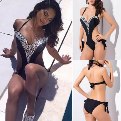 

2019 US New Women One Piece Swimwear Sexy Ladies Bathing Monokini Swimsuit Push Up Beachwear