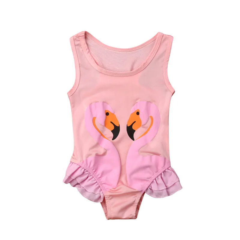 Baby Girls Flamingos Swimwear Swimsuit Beachwear Bathing Suit One Piece Pattern Beach Kid Children Swimming Costumes Bikini