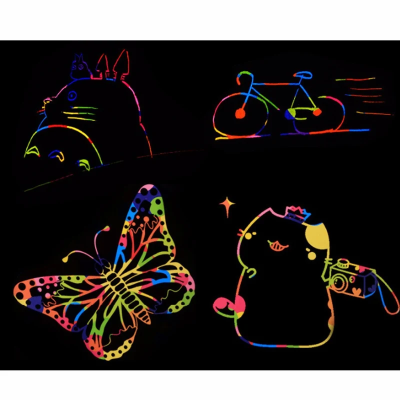 Волшебная Радуга скретч бумага Примечание живопись тетрадь Красочные DIY Dooding рисунок дети искусство развивающие игрушки с палкой