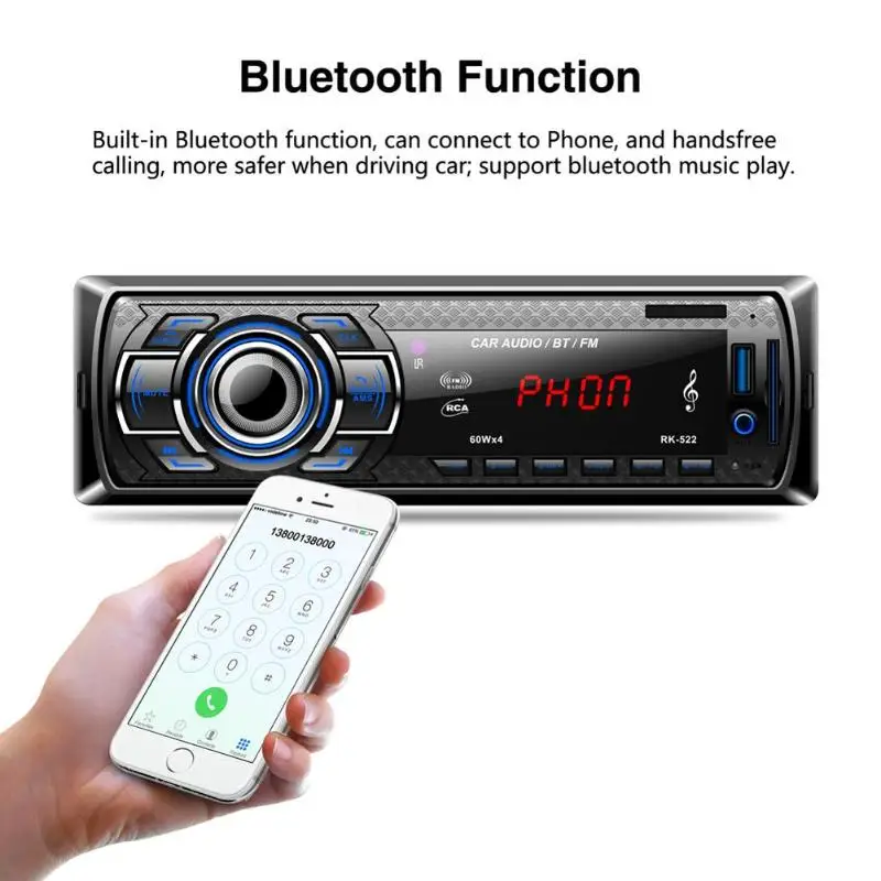 1Din автомобильный fm-радио стерео плеер Bluetooth громкая связь AUX USB/SD карта MP3 плеер 1 Din Авто Аудио Авторадио с пультом дистанционного управления