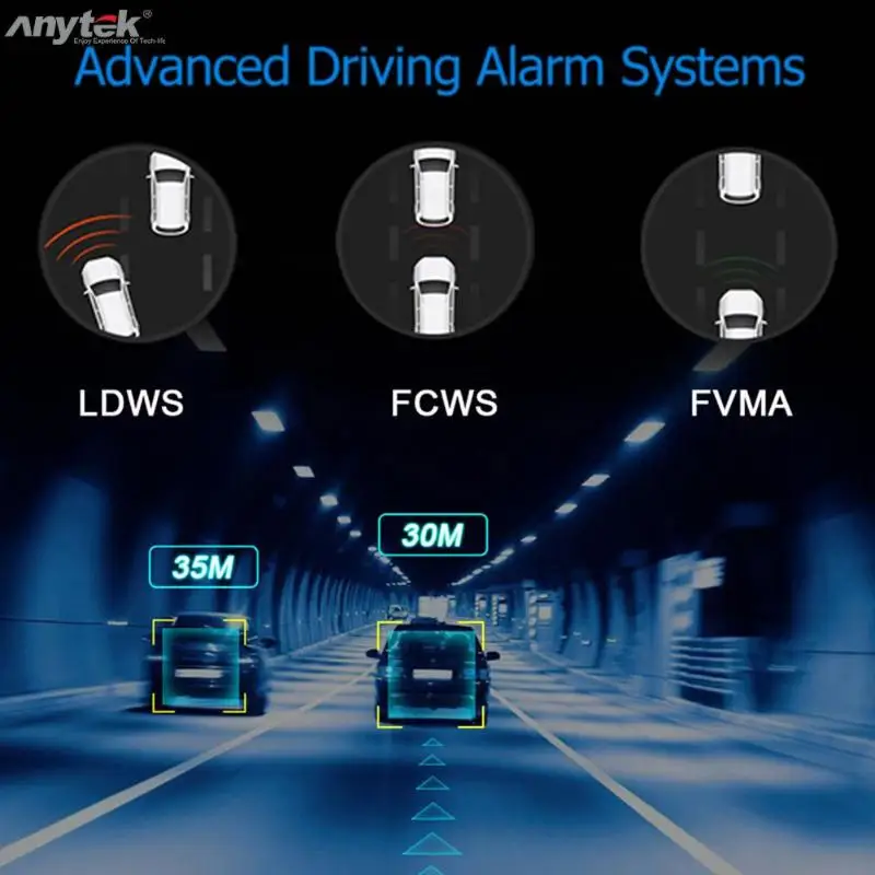Автомобильный мини видеорегистратор Anytek X28 с Wi Fi камера 1080P FHD ADAS углом обзора 150