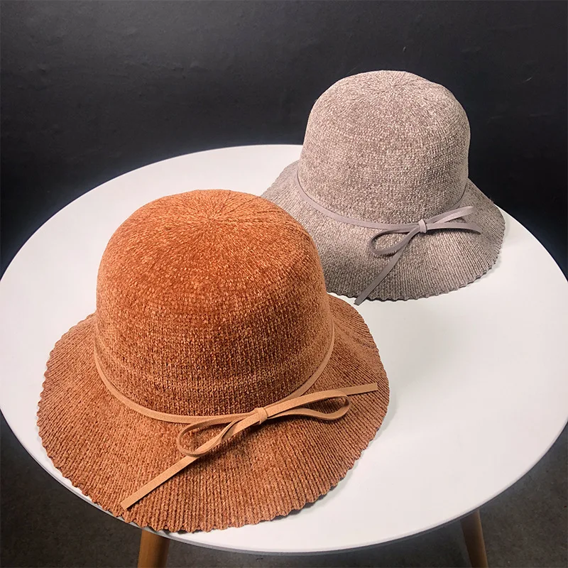 

Pelosi Send Hats Woman Autumn And Winter New Pattern Shenil Fisherman Cap. Outdoors Japanese All-match Short Canopy Cap Foldable
