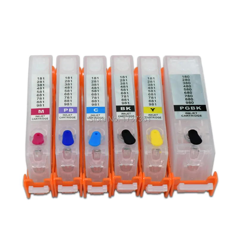 6 цветов PGI 680 CLI 681 многоразовый картридж с чипом для Canon PIXMA TS8160 TS9160 680XL
