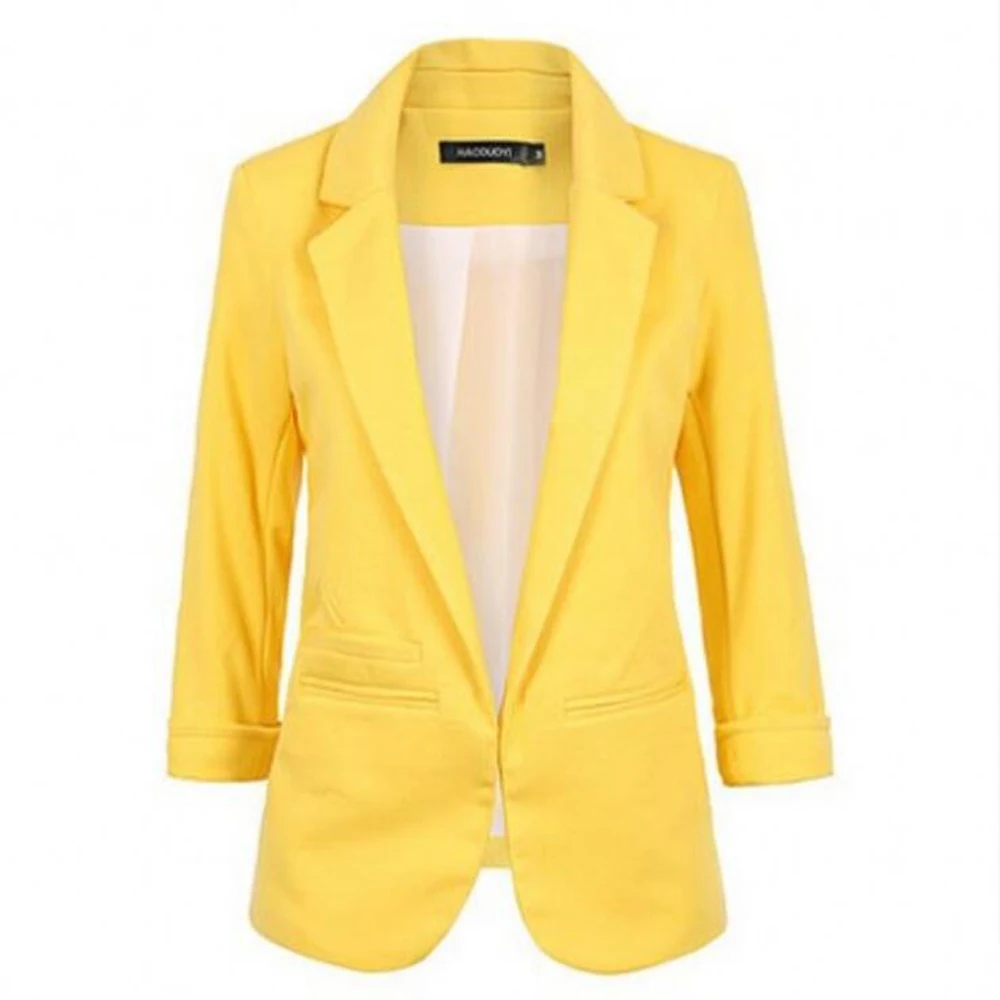 2019 New Spring Autumn Womens Blazers Slim Fit Formal Jackets Work Open Front Notched Ladies Office Blazer Women Coat Feminina