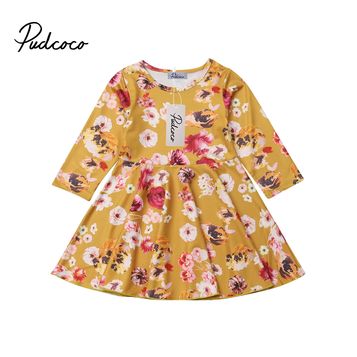 

6M-4Y Princess Newborn Kids Baby Girls Long Sleeve Autumn Flower Party Pageant Dresses Casual Clothes
