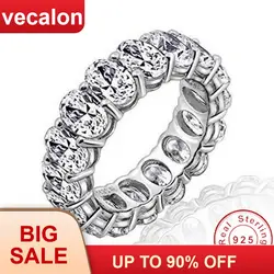Vecalon 2018 обещание обручальные кольца 925 пробы серебряных овальным вырезом 5A Циркон Cz Обручение кольца для мужчин и женщин украшения для