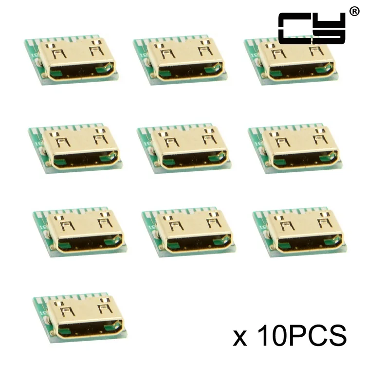 

10pcs Mini HDMI 1.4 Type-C Female Socket Receptacle Board Mount SMT Type with PCB for HDTV DIY Cable