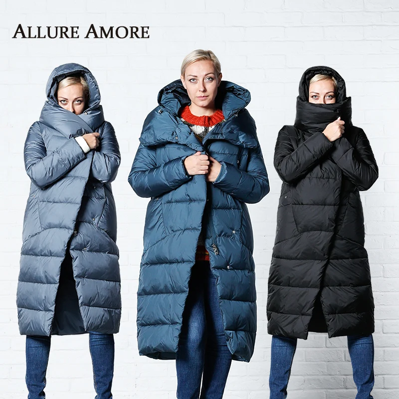 Winter Jackets Women Coats Windproof High Collar Women's Parka Female Long Jacket Removable Hooded Woman Coat Puffer AllureAmore