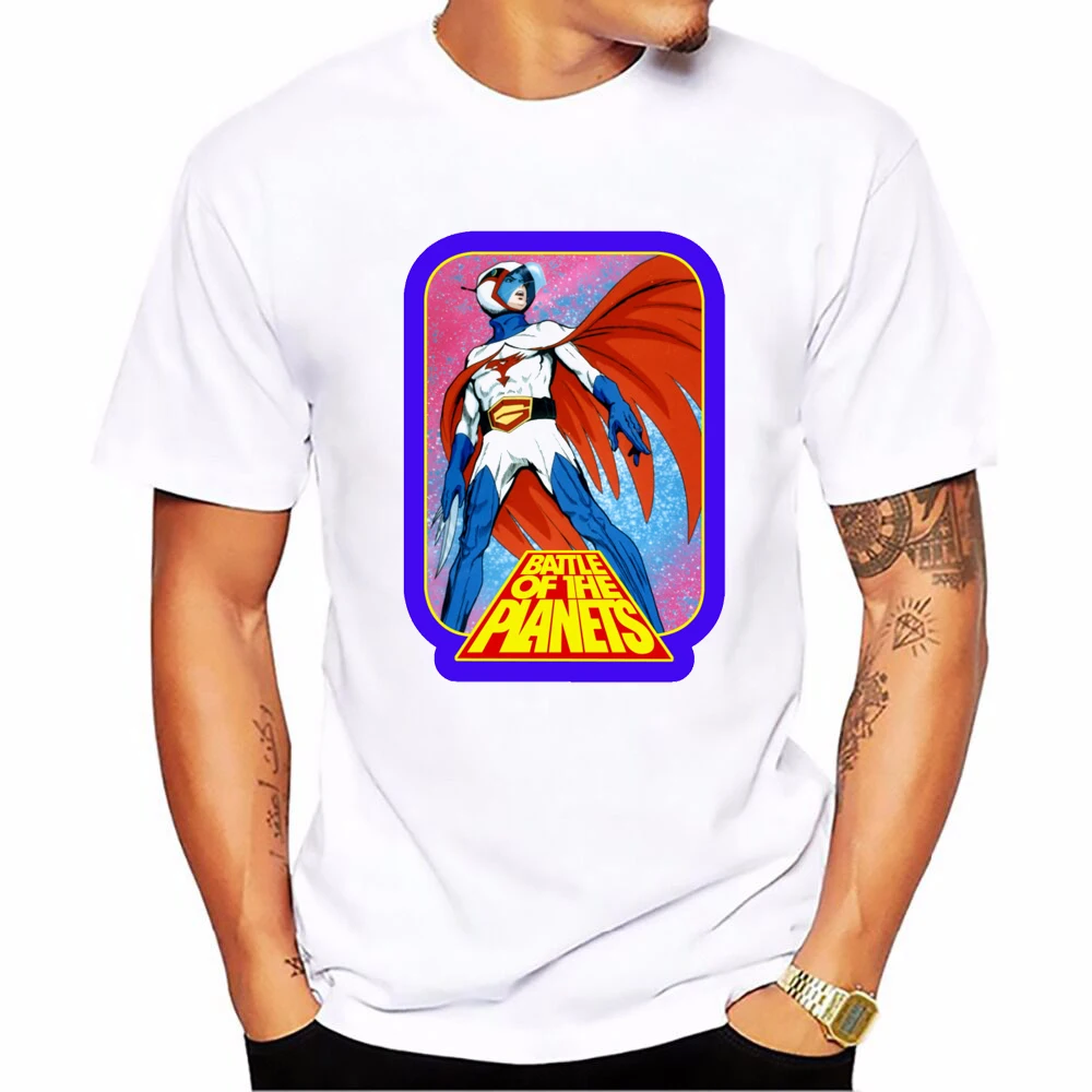 

Battle of the Planets Gatchaman Men's T Shirt Summer Casual Funny Top Tee Design Printed Cotton Adults white T-shirt S-XL