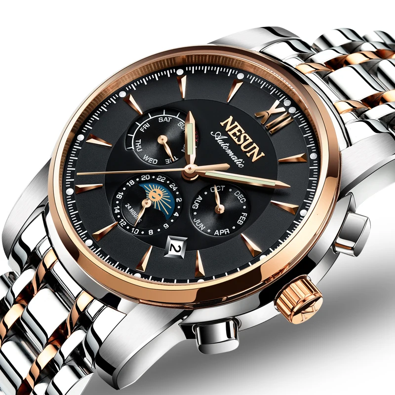 

Switzerland Luxury Brand NESUN Watch Men Automatic Mechanical Watches relogio masculino Luminous Multifunctional relogio N9805-2