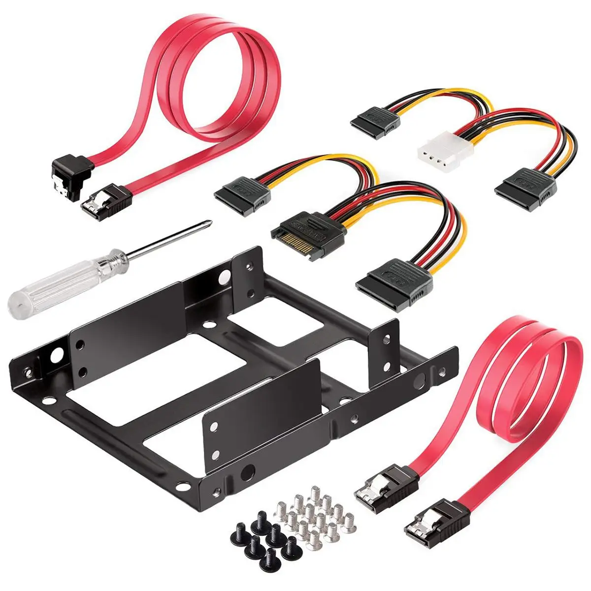 

New-2X 2.5 inch SSD to 3.5 inch Internal Hard Disk Drive Mounting Kit Bracket (SATA Data Cables and Power Cables Included)