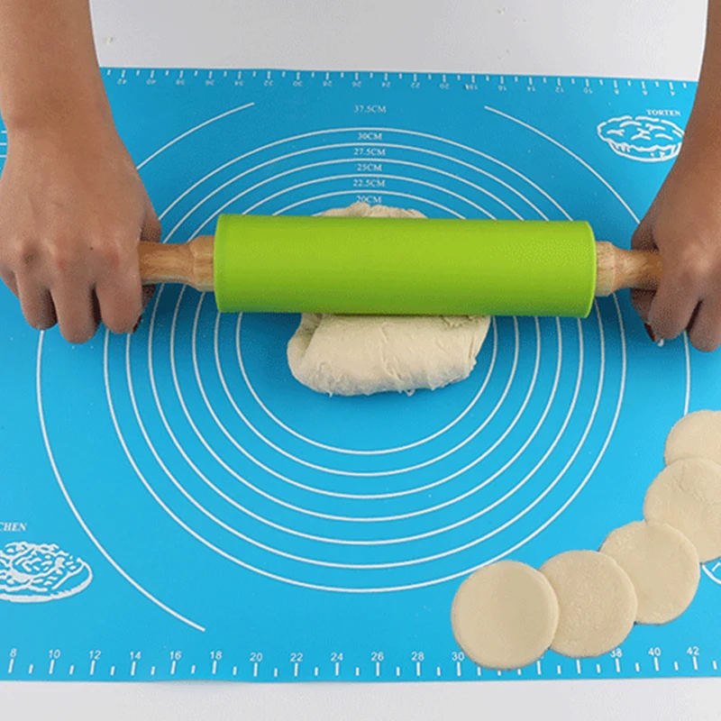 

Silicone Rolling Pins Non-Stick Bakeware Fondant Rolling Pin with Plastic Handle Pastry Tools