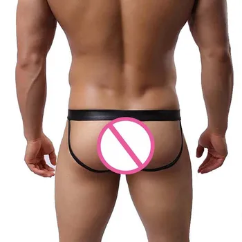 

Sexy Mens Underwear G-strings Mens Thong Jockstraps Men Sexy Jock Underwear Faux Leather Cuecas Male Panties Briefs