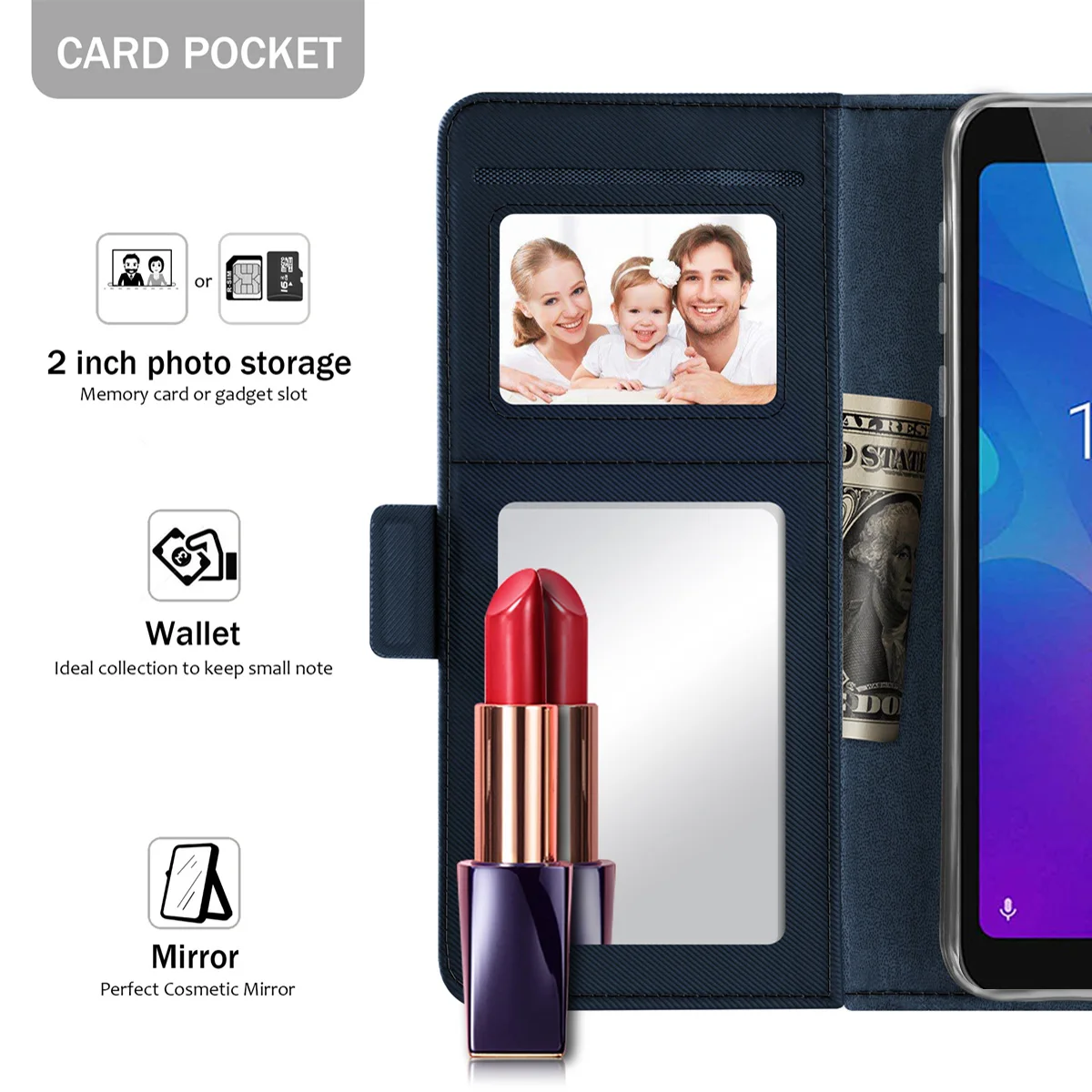 Чехол для телефона Meizu C9 Pro 16X M6T с зеркалом и слотом карт из искусственной кожи