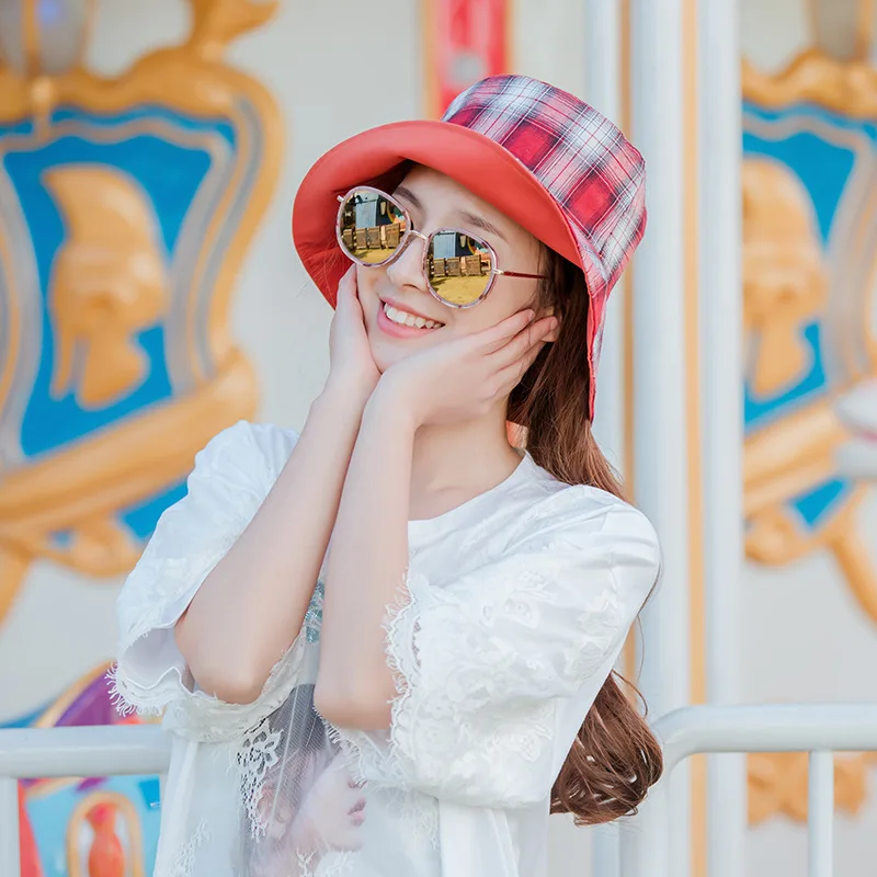 2019 Nuovo Modello Coreano Pescatore Cappello Degli Uomini Delle Donne Cappelli Due-sided Percalle di Arte Per Il Tempo Libero cappello Pieghevole del cappello di Protezione Del Bacino