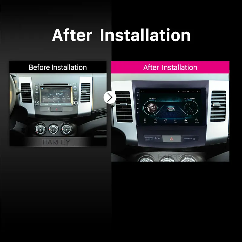 Flash Deal Harfey for 2006-2014 MITSUBISHI Outlander 9" Android 8.1 Bluetooth GPS Navi Radio system support OBD2 SWC Rearview Camera TPMS 5