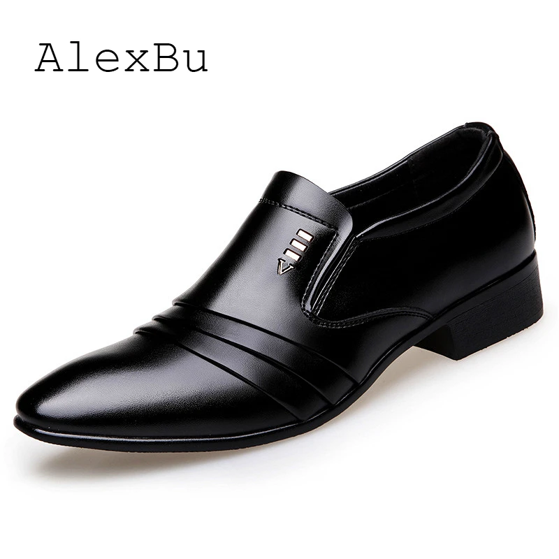 AlexBu/весенние кожаные туфли; мужские деловые модельные туфли без шнуровки; классические тонкие туфли с острым носком; высокое качество; удобные