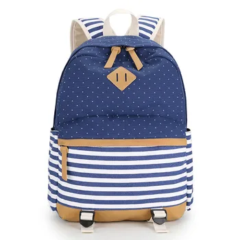 

New Fashion Stripe Children Backpacks Red Flower Girls Backpack Child Bagpack Women School Bag Kids Canvas Backapck Bookbag