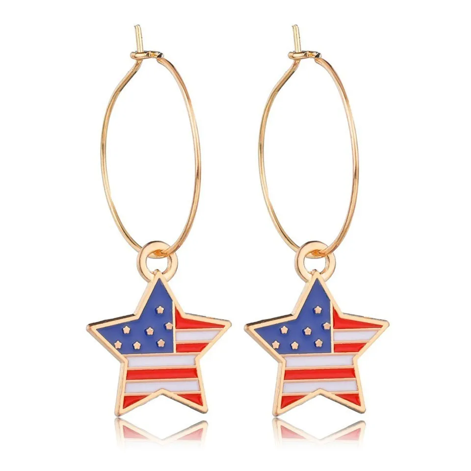

YANGQI 2019 New Trendy Earrings USA Flag Star Shape Design Drop Earrings Female Fashion Women Drop Earings Wedding Jewelry